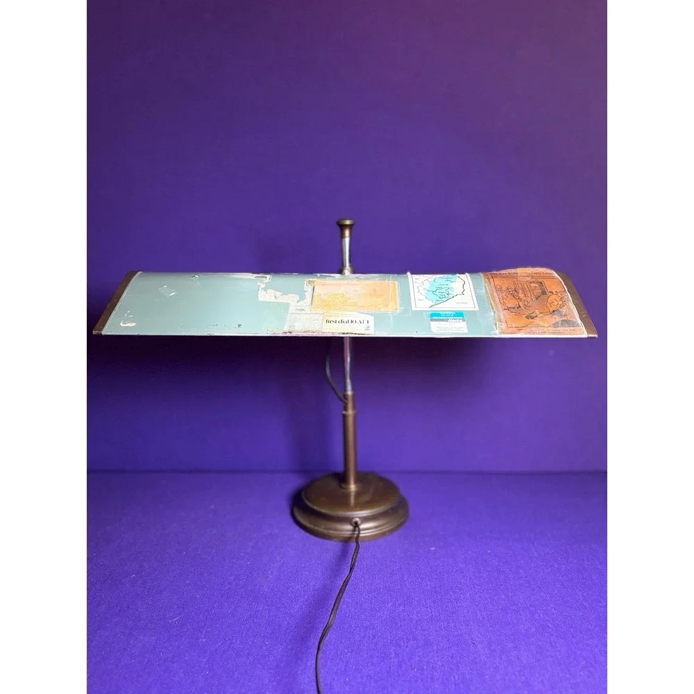 Unique Vintage MCM Banker's Kennedy Style Lamp w/ Provenance/Clippings